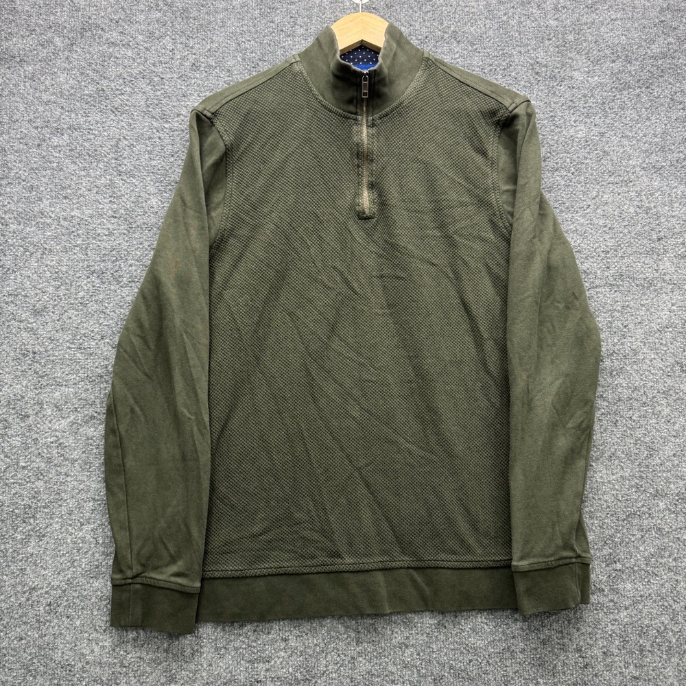 Ted Baker Rebal Quarter Zip Pullover Mens 4 Large Olive Green Long Sleeve Casual